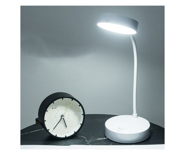 Lampa LED Flexibila de Birou MRG M1631, Reincarcabila, Touch , Alba