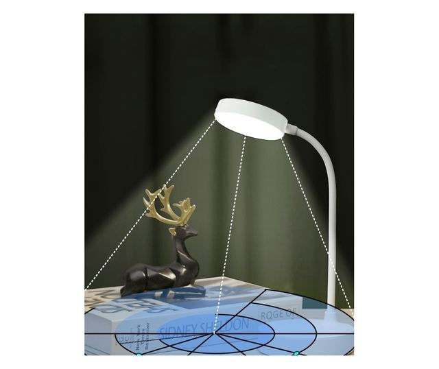 Lampa LED Flexibila de Birou MRG M1631, Reincarcabila, Touch , Alba