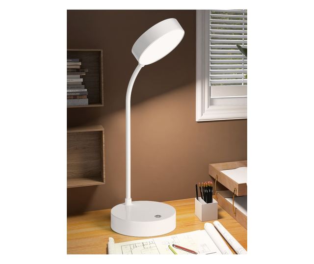 Lampa LED Flexibila de Birou MRG M1631, Reincarcabila, Touch , Alba