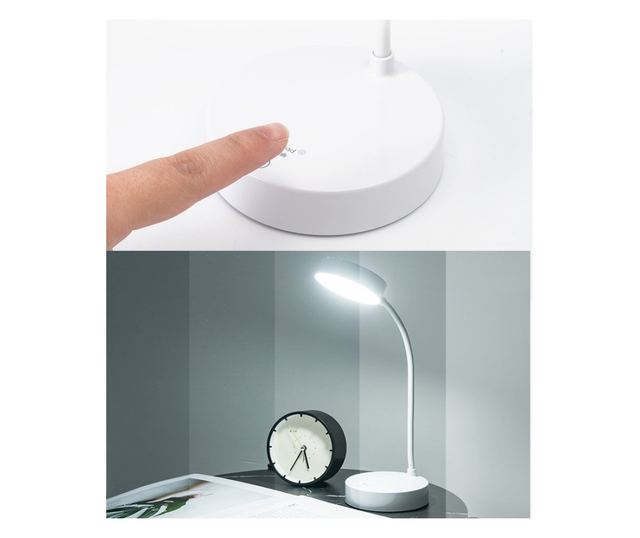 Lampa LED Flexibila de Birou MRG M1631, Reincarcabila, Touch , Alba