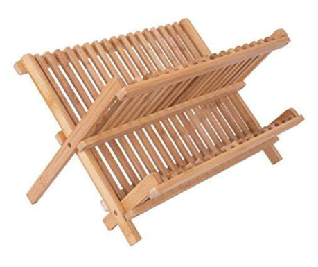 Suport din bambus Pufo de bucatarie pentru uscat vase, 45 x 33 cm, maro