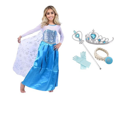 Елза Frozen рокля и четири аксесоари комплект, IdeallStore, 3-5 години, Карнавал