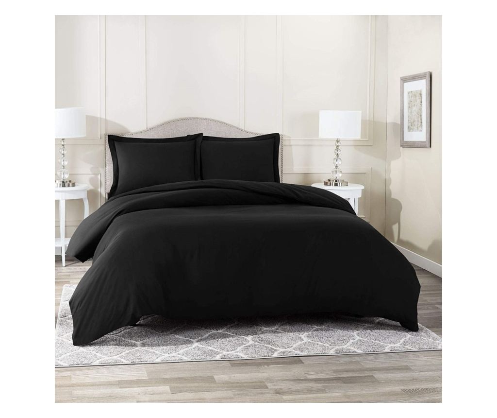 Комплект двойно спално бельо с еластичен чаршаф и правоъгълна калъфка, Obscure, Ранфорс памук, Sofi 1 x Еластичен чаршаф - 3