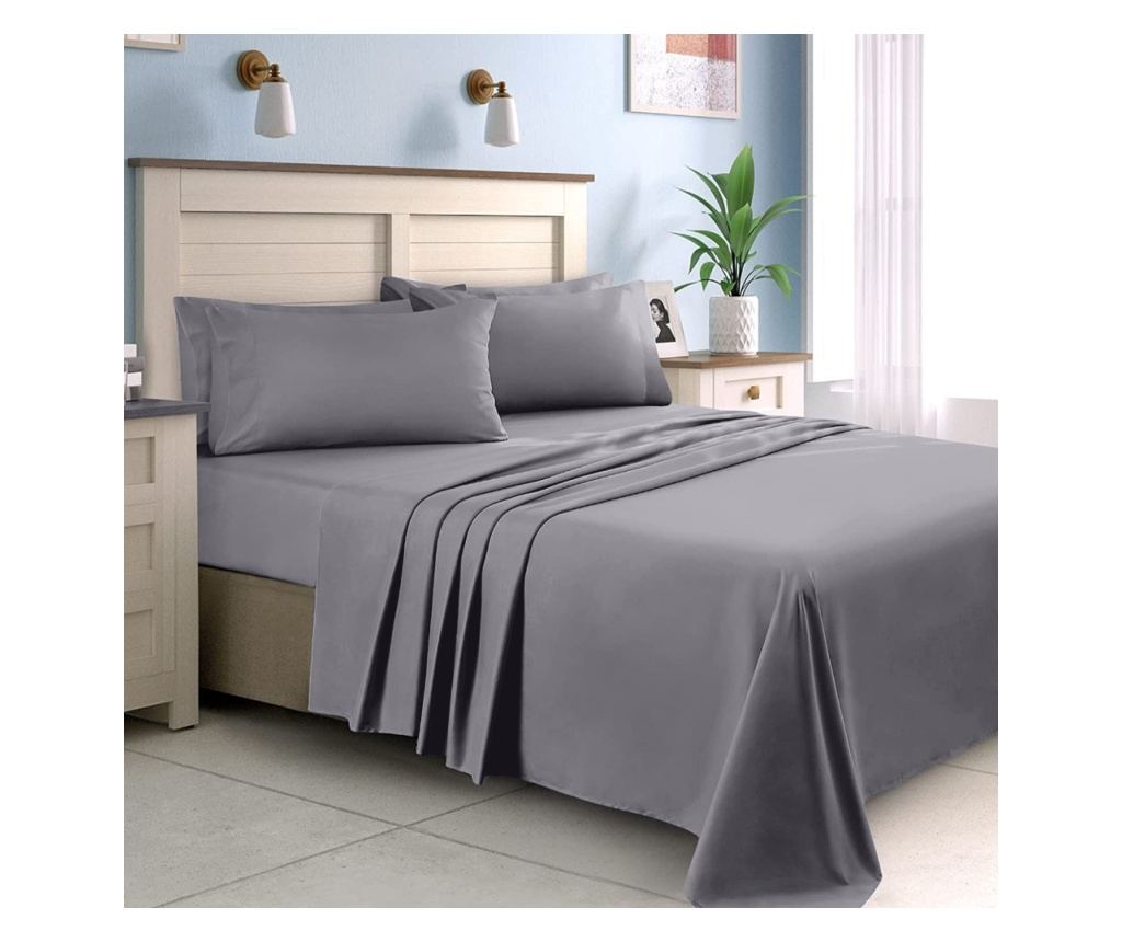 Чаршаф с ластик от 100% ранфорс памук, плътност 120 г/м², сив Sofi 90x200x20 см - 5