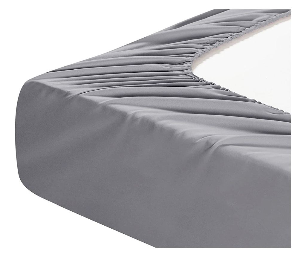 Чаршаф с ластик от 100% ранфорс памук, плътност 120 г/м², сив Sofi 90x200x20 см - 6