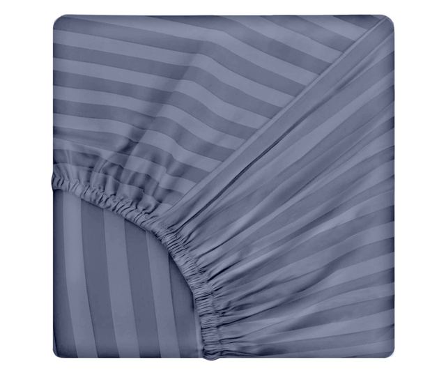 Комплект спално бельо за двойно легло с еластичен чаршаф и квадратна калъфка, елегантност, дамаска, 1 см райе 130 г/м², антрацит