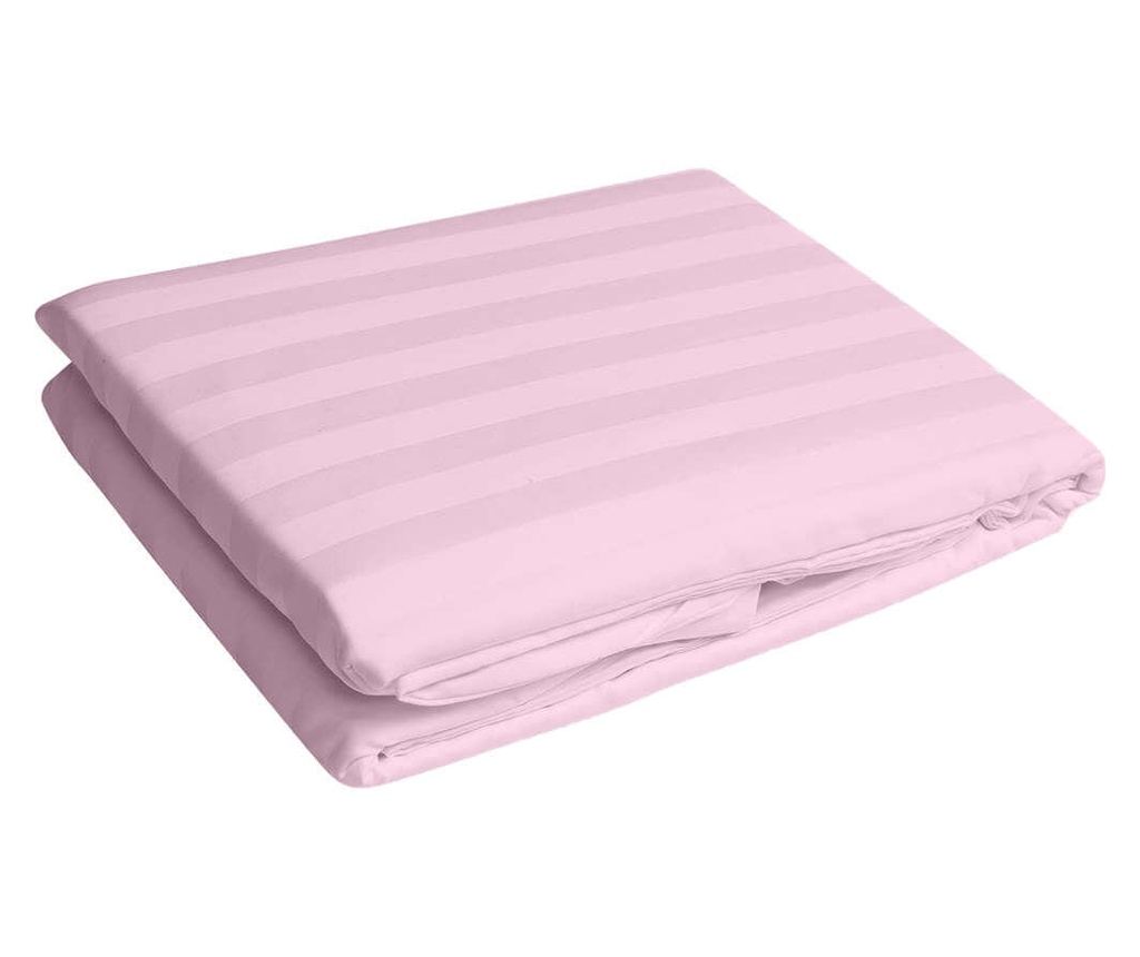 Чаршаф с ластик 180x200 см, 100% памучен дамаск, Розов Sofi 180/200/20см - 4