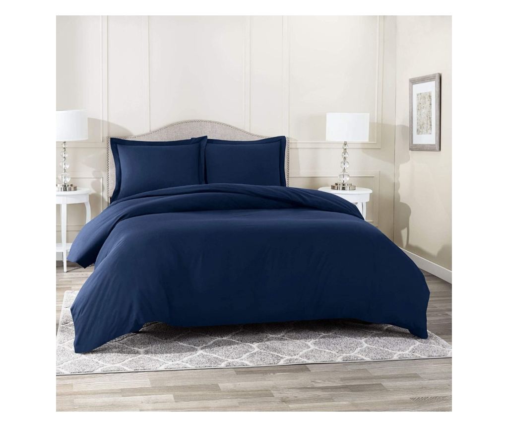 Спално бельо за един човек с 2 квадратни калъфки за възглавници, Брук, памук ранфорс, тегло на плата 120 гр./м2, Сини, 4 бр. Sof - 2