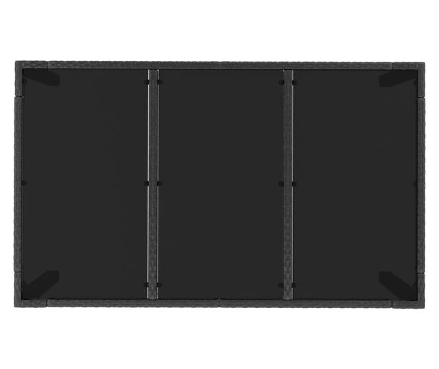 Masă grădină cu blat din sticlă, negru, 150x90x75 cm, poliratan