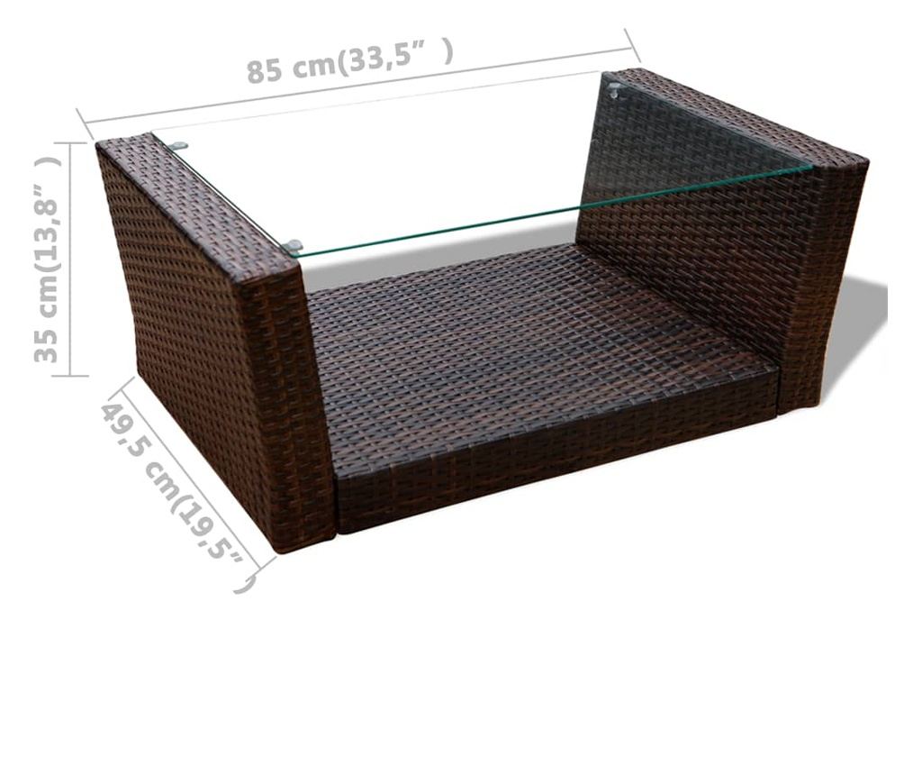 Set vrtnega pohištva s blazinami, 4 kosi, rjava, poliratan - 9