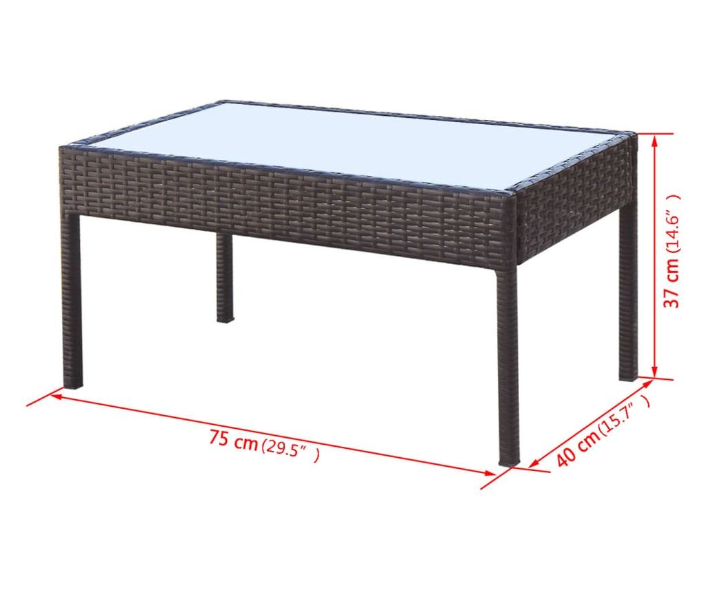 Set vrtnega pohištva s blazinami, 4 kosi, rjava, poliratan - 9