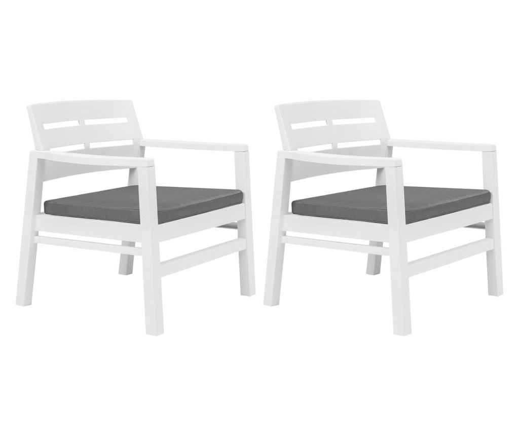 Set vrtnega pohištva, 3 kosi, bela, plastika - 2