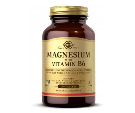 Supliment alimentar Solgar, Magneziu cu vitamina B6, 250 tablete