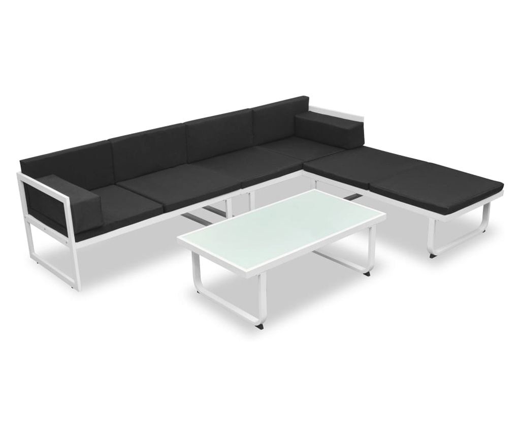Vrtni namještaj s jastucima, 4 dijela, crna, aluminij - 2