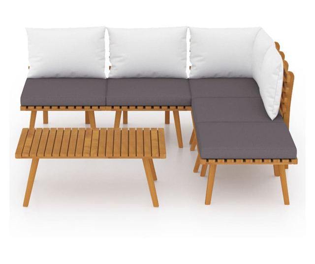 Vrtni set namještaja s jastucima, 6 dijelova, masivno drvo akacije