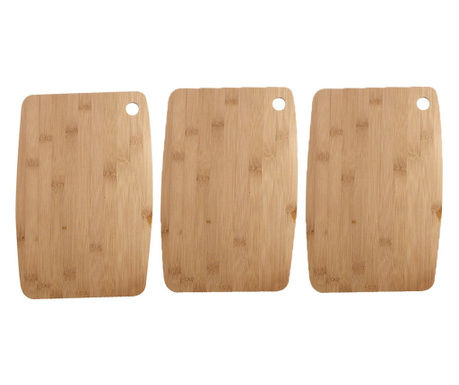 Set 3 tocatoare Pufo de bucatarie universale din lemn de bambus, maro, 28 x 19 cm