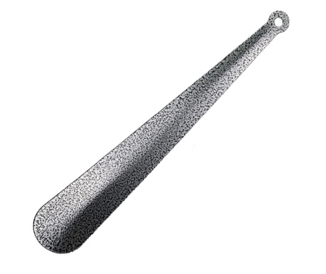 Incaltator Pufo metalic lung de 45 cm pentru pantofi, argintiu/ negru
