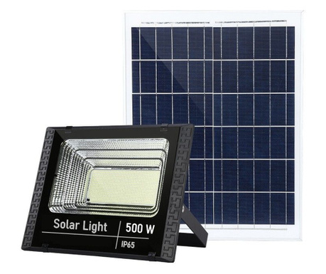 Proiector LED SMD 500W cu incarcare solara eMazing, panou solar, cu telecomanda, suport prindere, material ABS, 18AH, 400 LED-ur