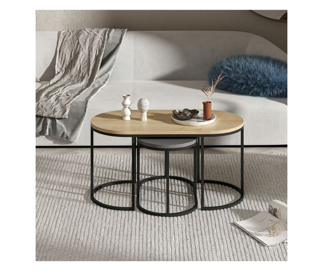 Scaun (3 Bucăți), Dena - Antracit, Stejar