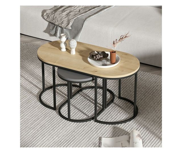 Scaun (3 Bucăți), Dena - Antracit, Stejar