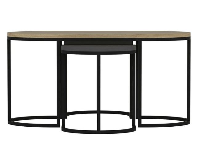 Scaun (3 Bucăți), Dena - Antracit, Stejar