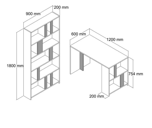 Birou de studiu si raft de carti