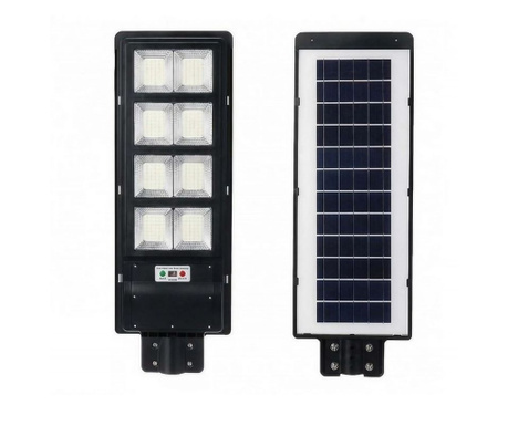 Lampa solara stradala eMazing, cu telecomanda, senzor de miscare si lumina, suport prindere, 180 LED-uri, IP65, ABS, 10AH, 200W,