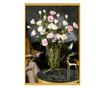Vaza decorativa pentru flori din sticla, suport metalic auriu motiv floral, 20x20x24cm, Orient thumbnail 2