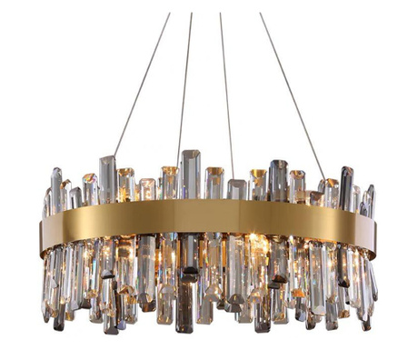 Candelabru echipat cu LED, 90W, tricolor, corp aluminiu, decoruri din cristale, diametru 100cm, Sofia Large
