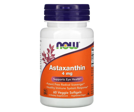 NOW Foods, Astaxanthin, 4 mg, 60 kapszula vegetarién