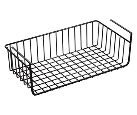 Suport metalic tip cos pentru depozitare sub raft Pufo pentru casa si bucatarie, multifunctional, 40 x 27 cm, negru