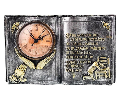 Ceas de masa, In forma de carte cu citat religios, 24 cm, 1692H