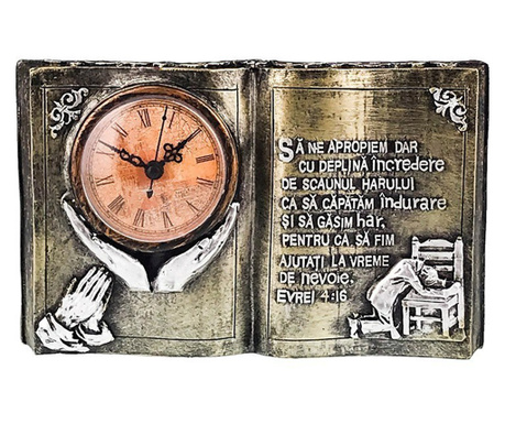 Ceas de masa, In forma de carte cu citat religios, 24 cm, 1692H-1