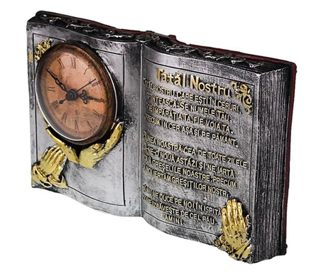 Ceas de masa, In forma de carte cu citat religios, Tatal Nostru, 24 cm, 1695H