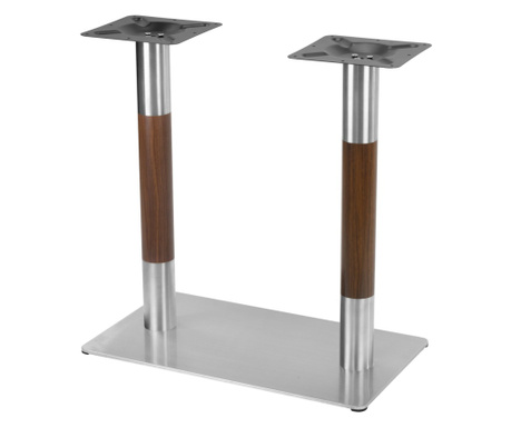 Picior/baza dubla metalica pentru masa RAKI, 70x40xh72cm, argintiu cu accente aspect lemn
