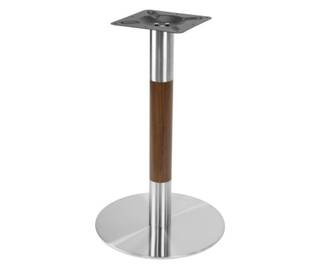 Picior metalic pentru masa RAKI, D45xh72cm, baza rotunda, argintiu cu accente aspect lemn