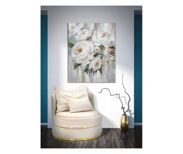 TABLOU DE PERETE ARTIZANAL FLOARE CREM CM 80X3,7X100