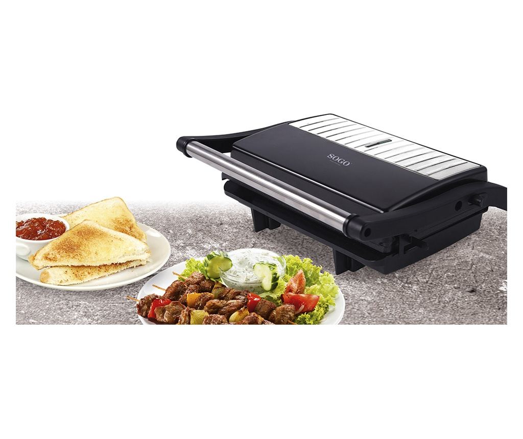 Presa pentru SANDWICH si GRILL, 2 felii, placi de gratar, 180º-1000W - 5
