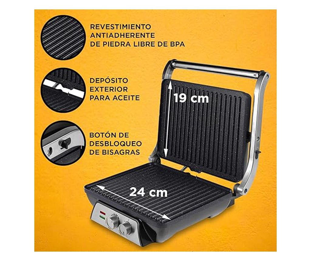 SANDWICH PRESS GRILL - 4 FELII - PLĂCI DE GRĂTAR-2000W - 2