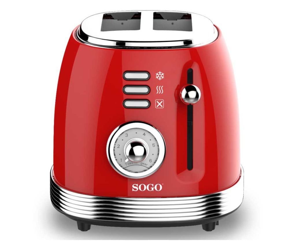 PRĂJITOR DE PÂINE RETRO-2 FELII -850W- ROSU - 2