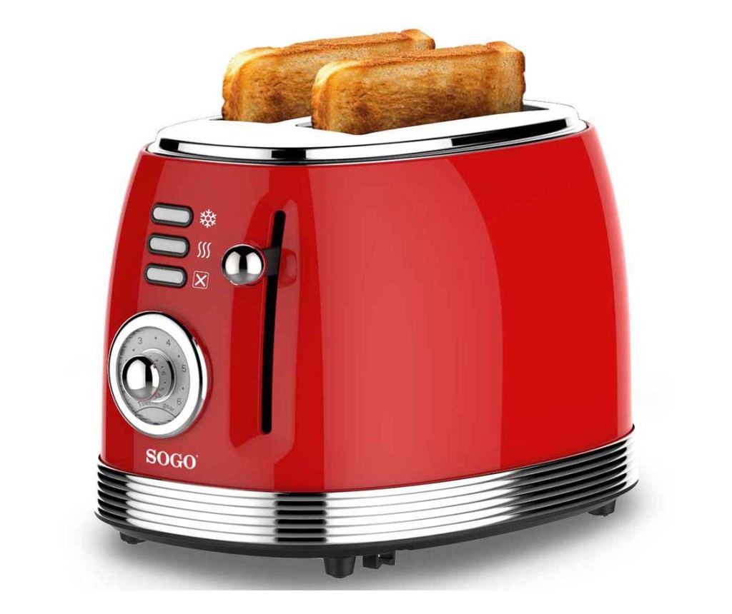 PRĂJITOR DE PÂINE RETRO-2 FELII -850W- ROSU - 3