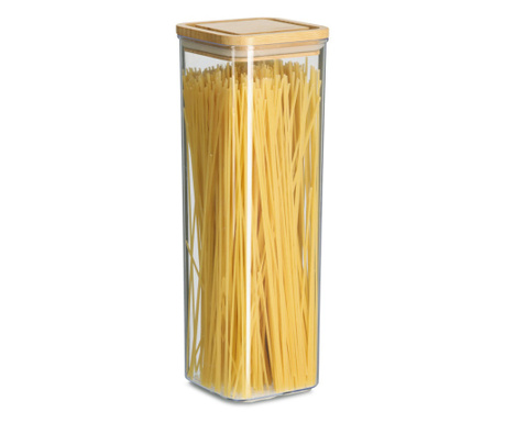 Staklenka za pohranu s poklopcem od bambusa, 1900 ml, plastika, 10 x 10 x 29,5 cm