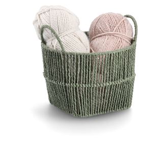 Coș de depozitare, plasă de hârtie, verde, Ø 26 x 18 cm