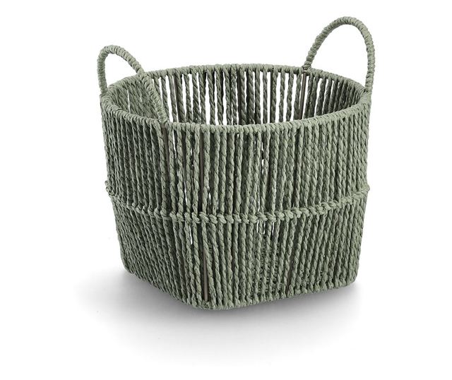 Coș de depozitare, plasă de hârtie, verde, Ø 26 x 18 cm