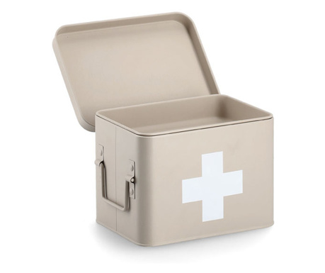 Kutija za prvu pomoć, metal, bež, 22,5 x 16,5 x 15,5 cm