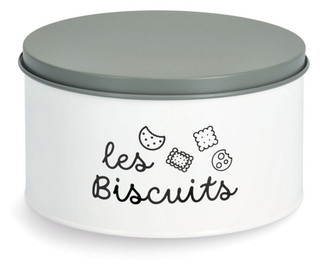 Staklenka za pohranu "Les Biscuits", 4100 ml, metal, bijelo/tamnozeleno, Ø 21 x 12 cm