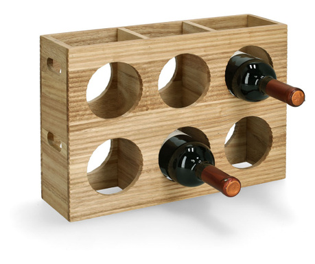 Stalak za vino "Stripes", za 6 boca, kaučukovac, FSC 100%, 38 x 11 x 27 cm