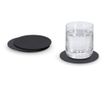 Set de suporturi pentru pahare, 4 buc., piele artificială, neagră, Ø 10 cm