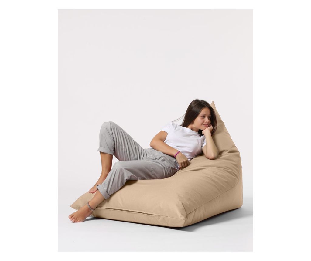 Fotoliu tip sac de gradină Bean Bag, Puf de pat mare piramida - Mink - 2