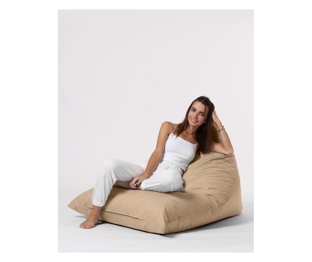 Fotoliu tip sac de gradină Bean Bag, Puf de pat mare piramida - Mink - 4